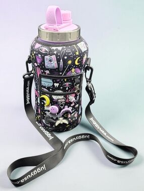Juggy Purple Hex 74oz Patterned Insulated Bottle with strap and charms